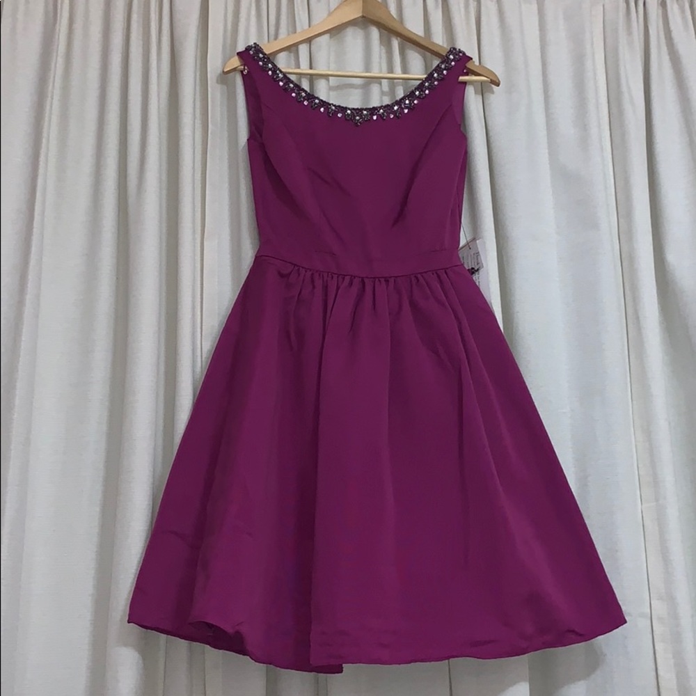 David’s Bridal - raspberry - open back mini - Picture 1 of 4